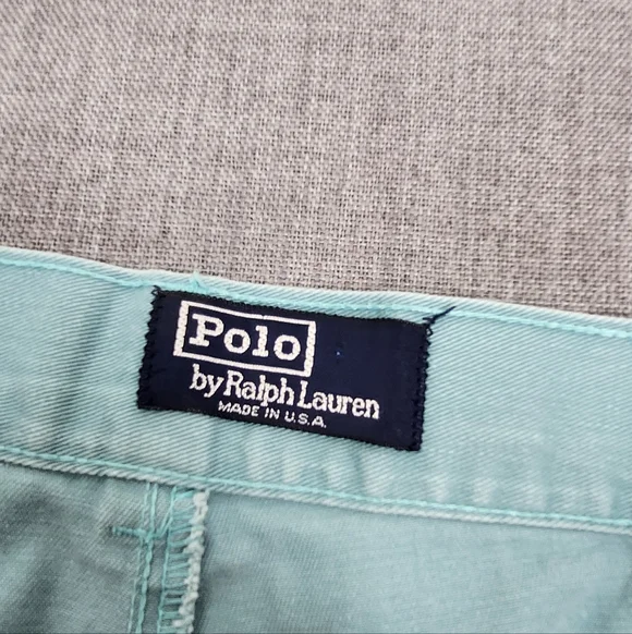 Vintage Polo Ralph Lauren Mens Blue Shorts  Pleated Chino Made In USA. 36 - Picture 5 of 8